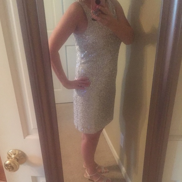 WHBM Metallic silver sequin dress - Picture 8 of 8